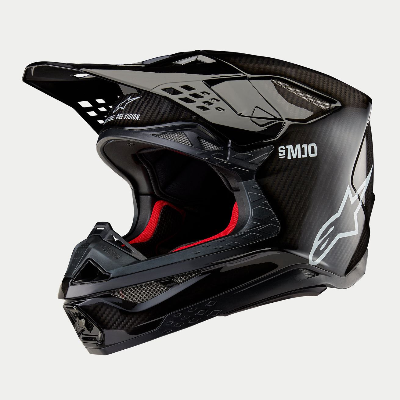 Alpinestars 2024 Supertech SM10 Solid Black Glossy Carbon Motocross Helmet